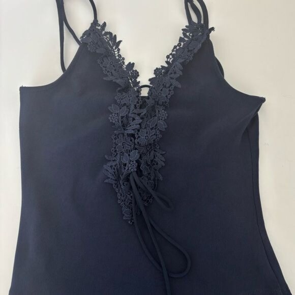 Y2K Bodysuit Large Floral Lace Deep V Neckline Romantic Dark Academia Balletcore - Picture 8 of 16